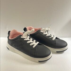 Bebe Black and Pink Sneakers with Classic Low-Top Design Girls Size 4